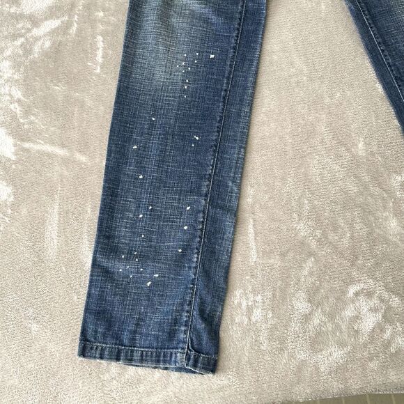 D&G‎ Dolce&Gabbana Jeans Men 32x35 Blue Straight Fit Flap Pockets Paint Splatter - Picture 10 of 16